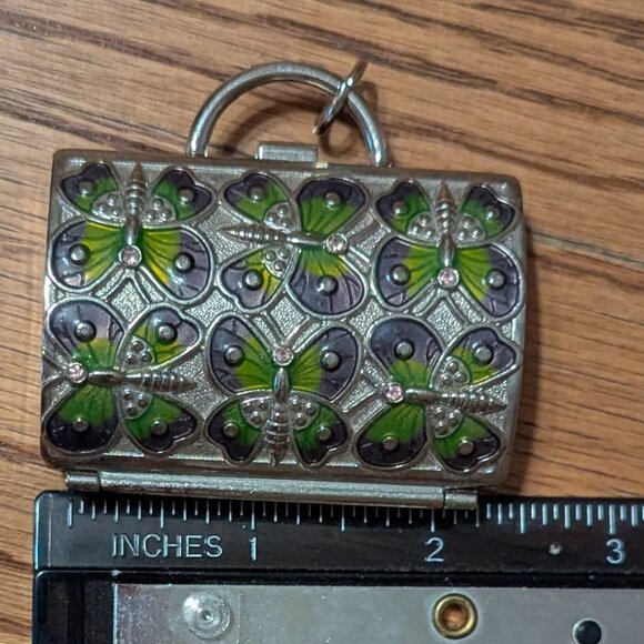 Vintage Judith Leiber for Neiman Marcus Butterfly Pill box And Key Chain - Picture 4 of 9